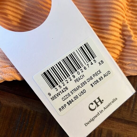 NWT Charlie Holiday Ozzie Ribbed One Piece Swimsuit in Peach Orange XS - Picture 4 of 5
